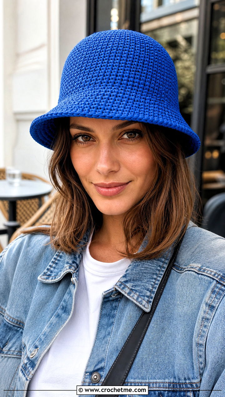 Classic Short Brim Crochet Raffia Bucket Hat With Jeans - 25 crochet raffia bucket hat outfit ideas