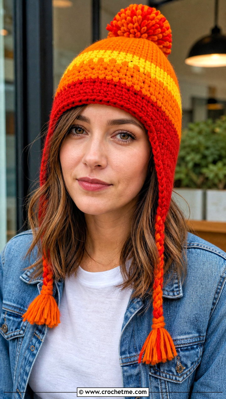 Classic Tricolor Jayne Hat With Denim Jacket - 15 Crochet Firefly Jayne Hat outfit ideas