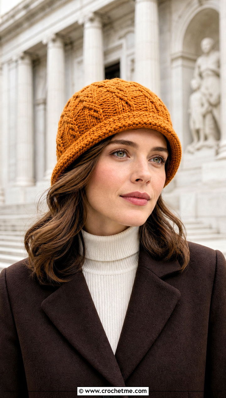 Cloche Cable Stitch Hat With Long Coat - 25 Crochet Cable Stitch Hat outfit ideas