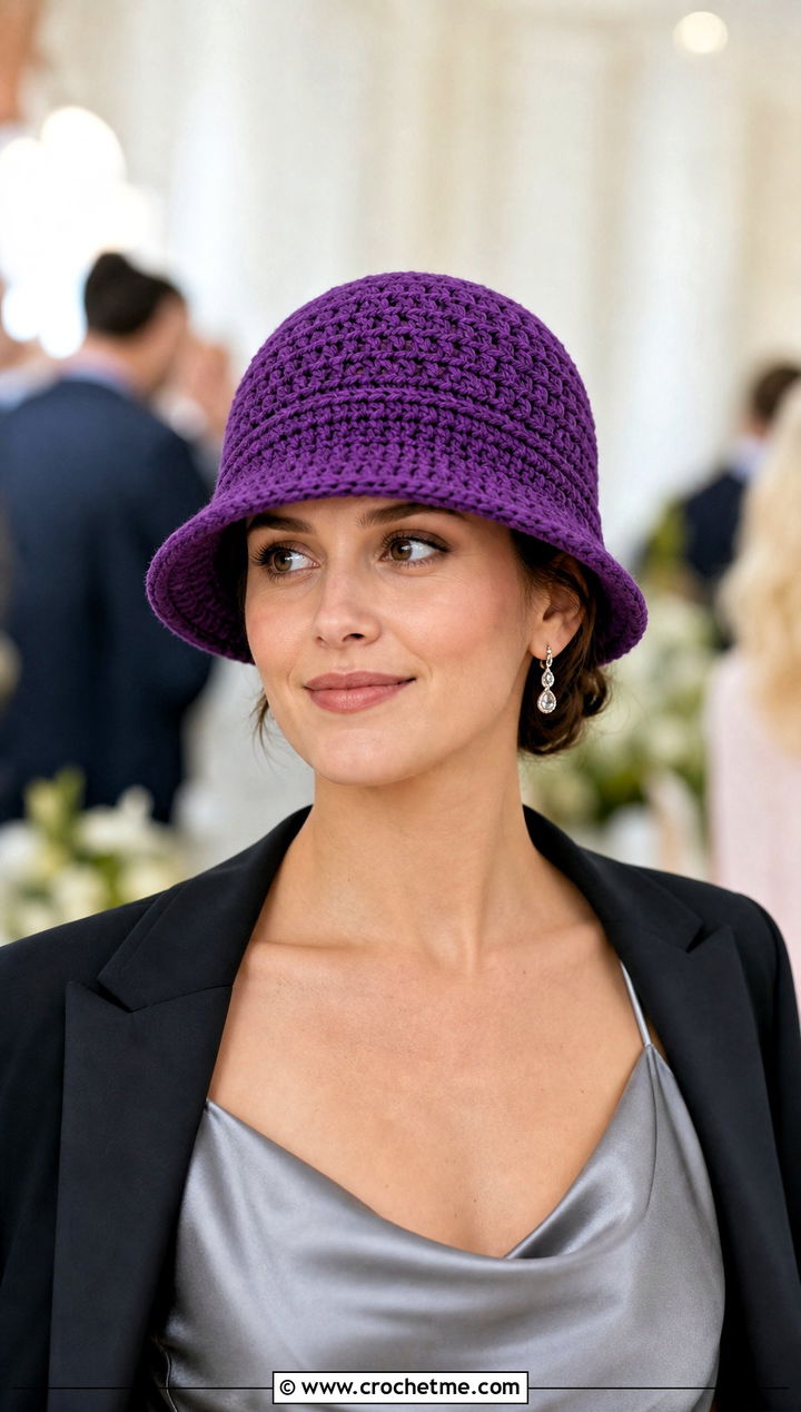 Cloche Crochet Derby Hat With Satin Slip Dress - 25 Crochet Derby Hat outfit ideas
