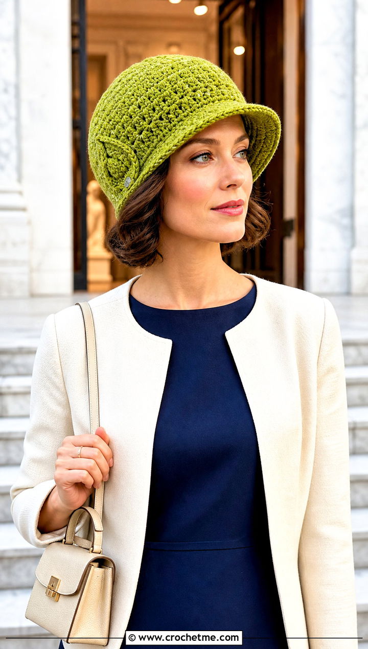 Cloche Dobby Crochet Hat With Shift Dress And Ballet Flats - 25 dobby crochet hat outfit ideas