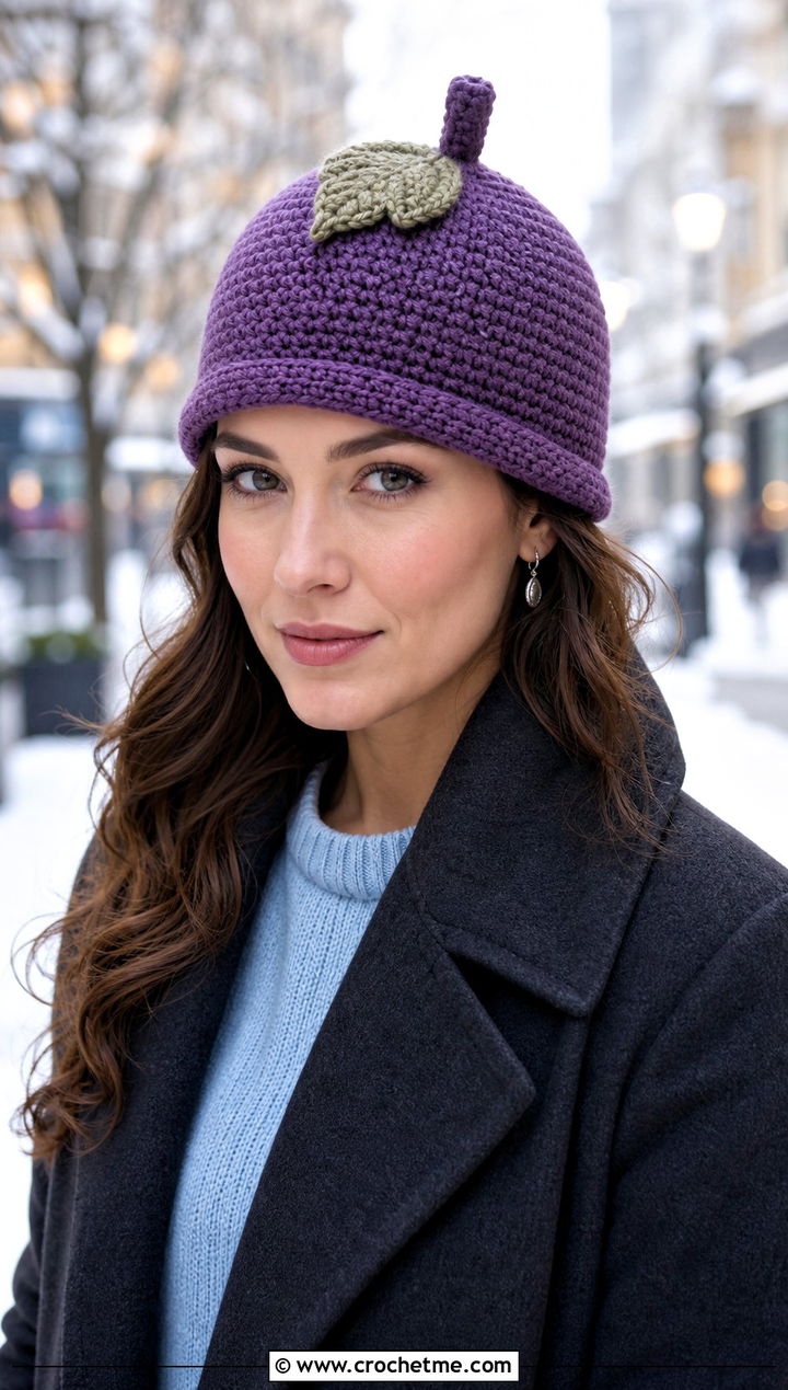 Cloche Shape Crochet Acorn Hat With Long Coat - 30 crochet acorn hat outfit ideas