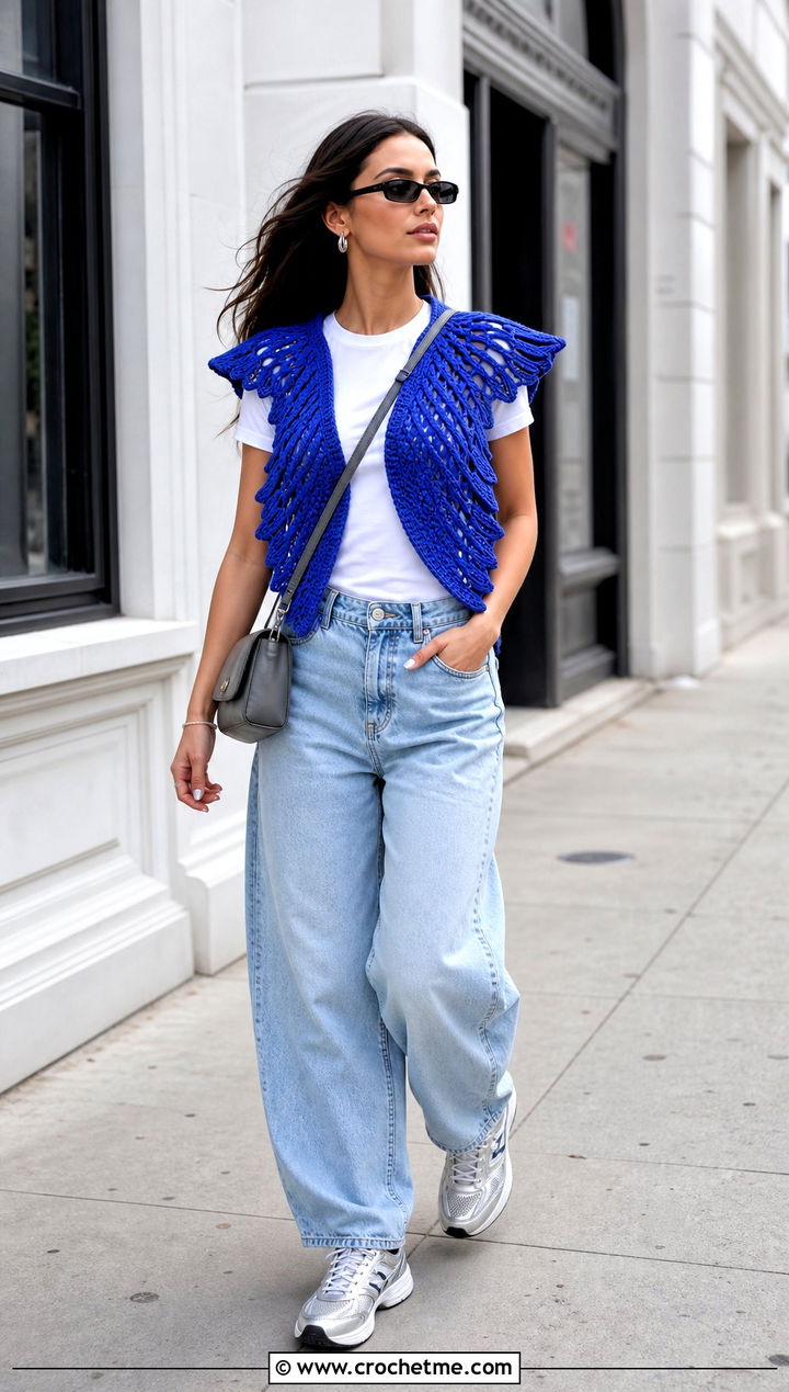 Cloud Rider Crochet Vest With Barrel Jeans - 15 Cloud Rider Crochet Vest outfit ideas
