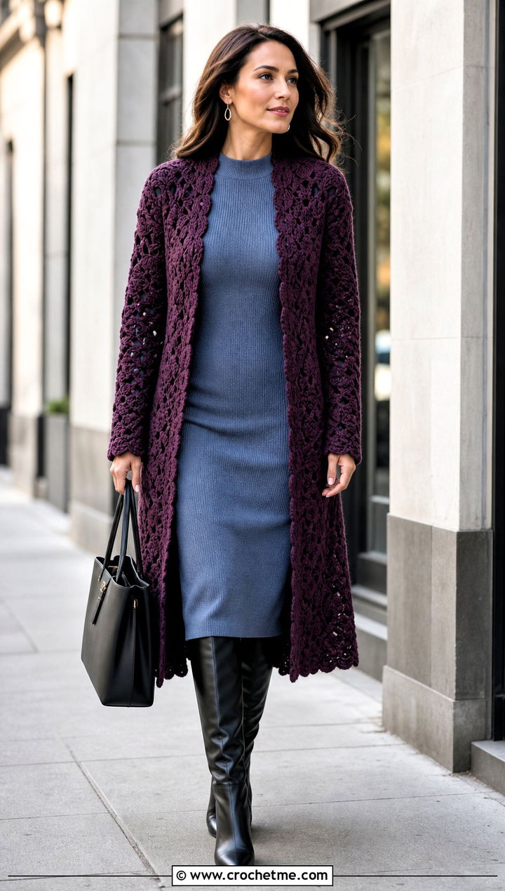Coatigan Folklore Crochet Cardigan With Sweater Dress - 30 folklore crochet cardigan outfit ideas