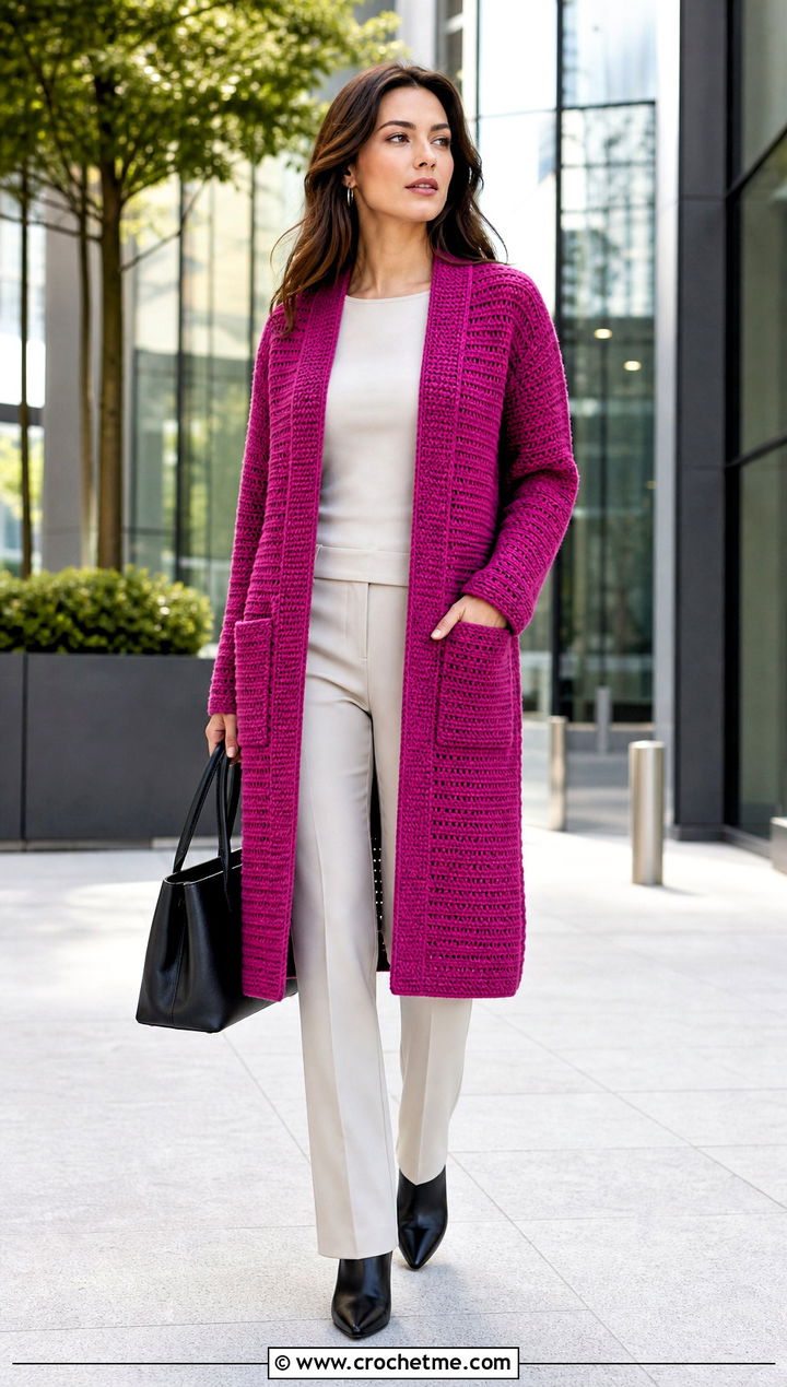 Coatigan Worsted Weight Crochet Cardigan With Monochrome Basics - 25 Worsted Weight Crochet Cardigan outfit ideas