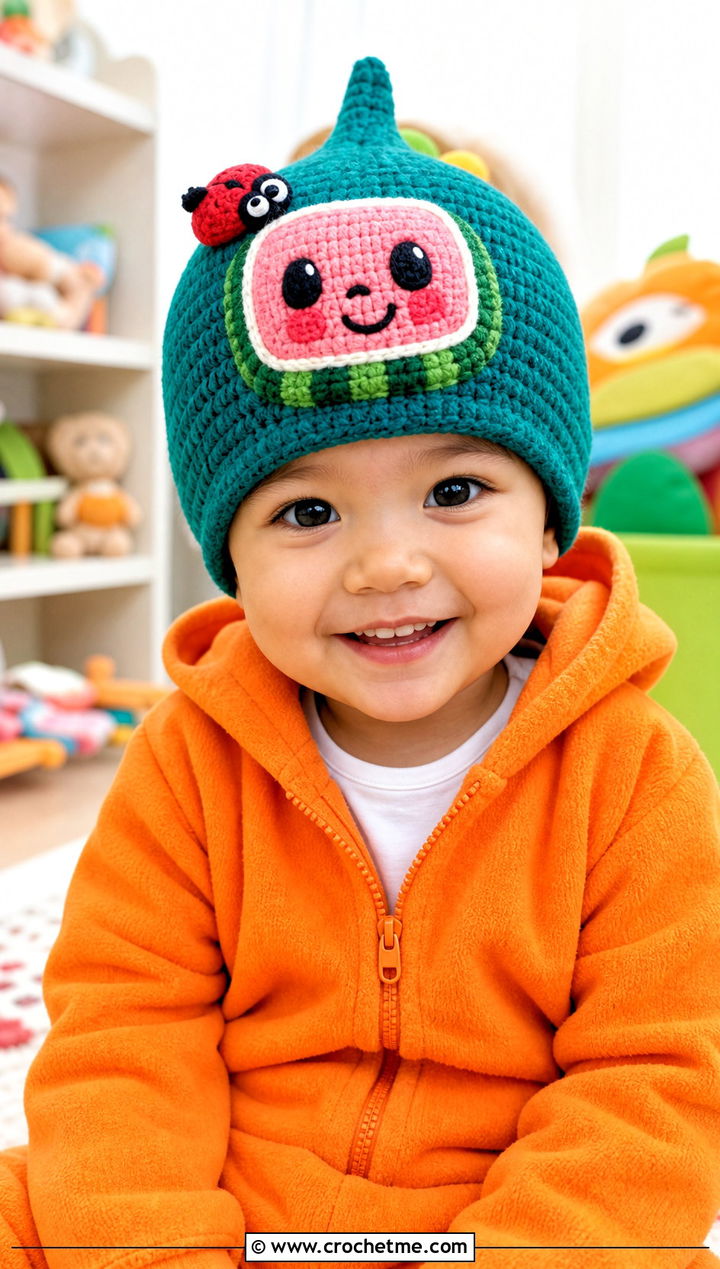 Cocomelon Crochet Pixie Hat With Fleece Jumpsuit - 20 Cocomelon Crochet Hat outfit ideas