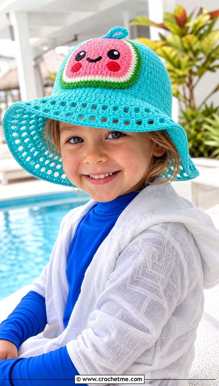 Cocomelon Crochet Sun Hat With Rash Guard Set - 20 Cocomelon Crochet Hat outfit ideas