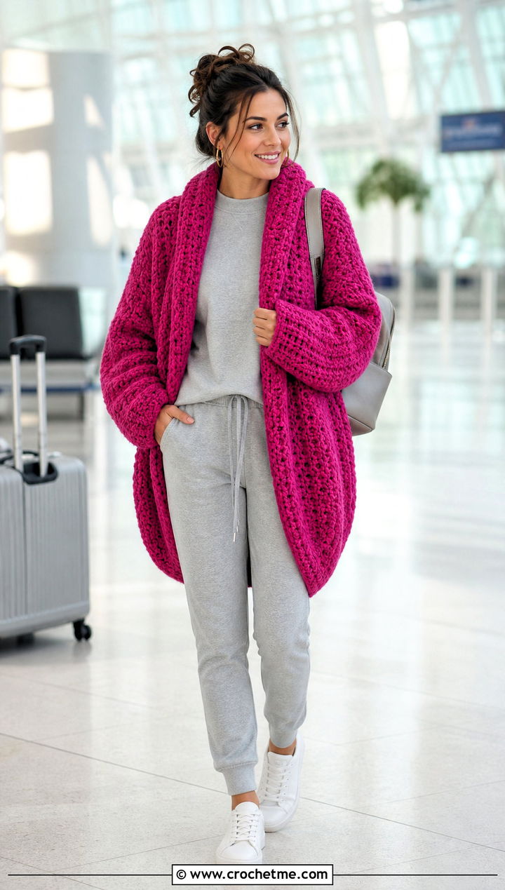 Cocoon Crochet Blanket Jacket With Matching Joggers - 25 crochet blanket jacket outfit ideas