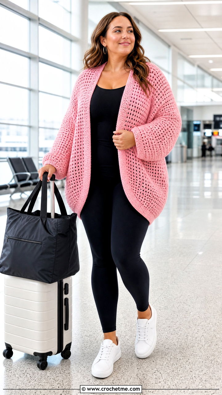 Cocoon Crochet Cardigan With Leggings - 35 crochet cardigan ideas