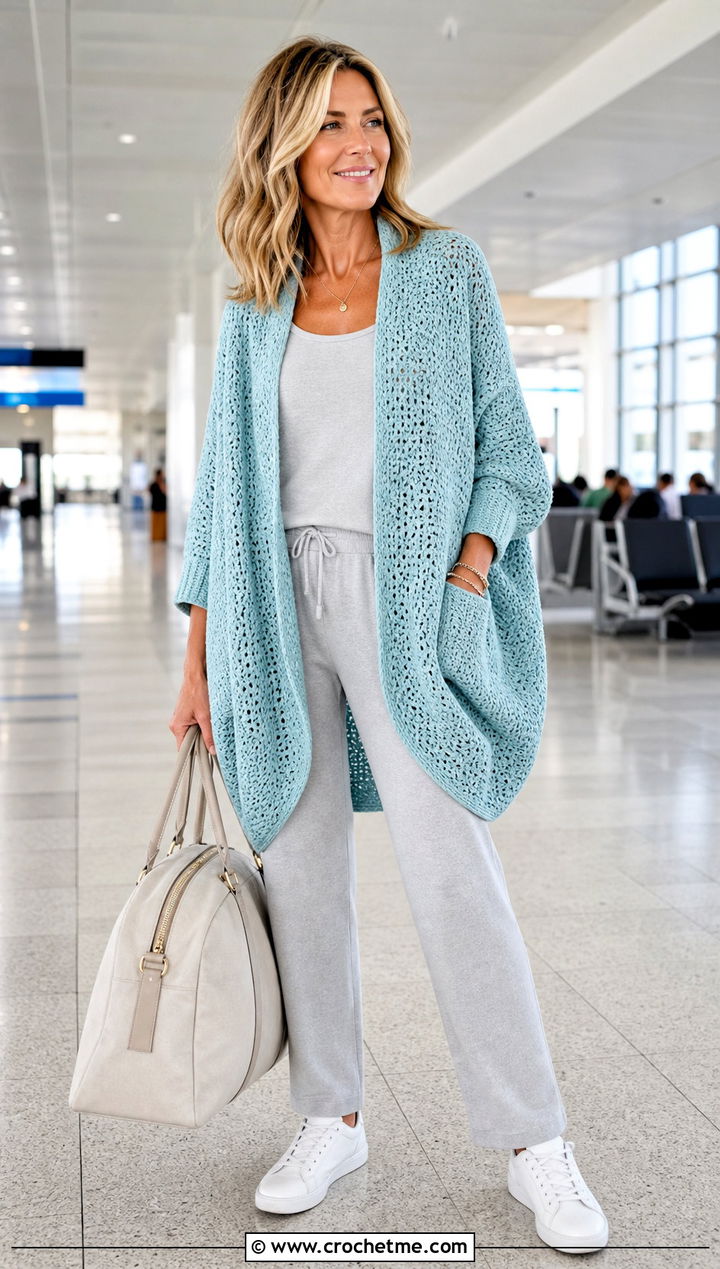 Cocoon Crochet Cardigan With Matching Lounge Set - 30 crochet for cardigans outfit ideas