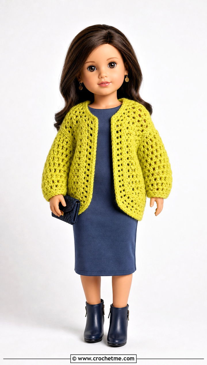 Cocoon Crochet Doll Jacket With A Column Dress - 30 crochet doll jacket outfit ideas