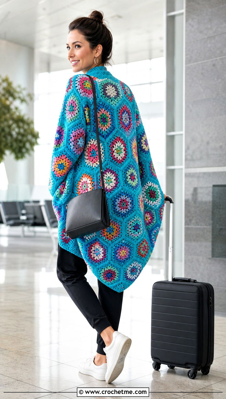 Cocoon Hexagon Granny Square Cardigan With Joggers - 35 hexagon granny square sweater outfit ideas