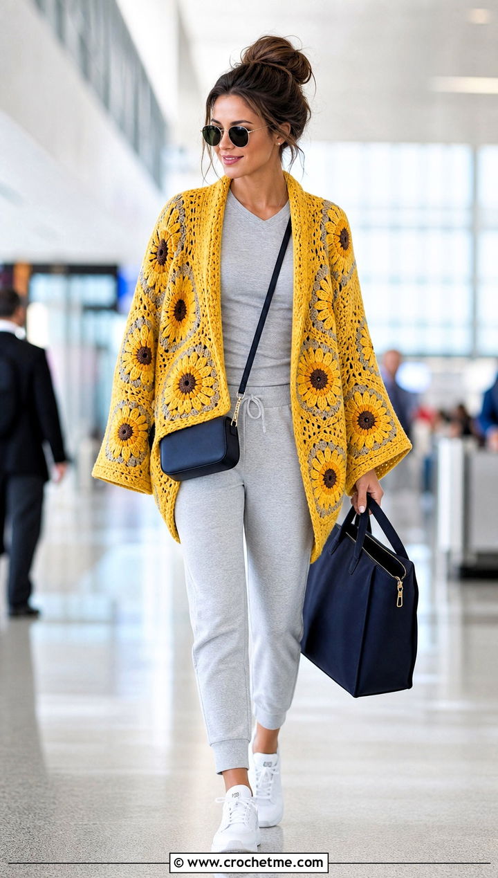 Cocoon Pentagon Granny Square Cardigan With Jogger Set - 25 Pentagon Granny Square Cardigan outfit ideas