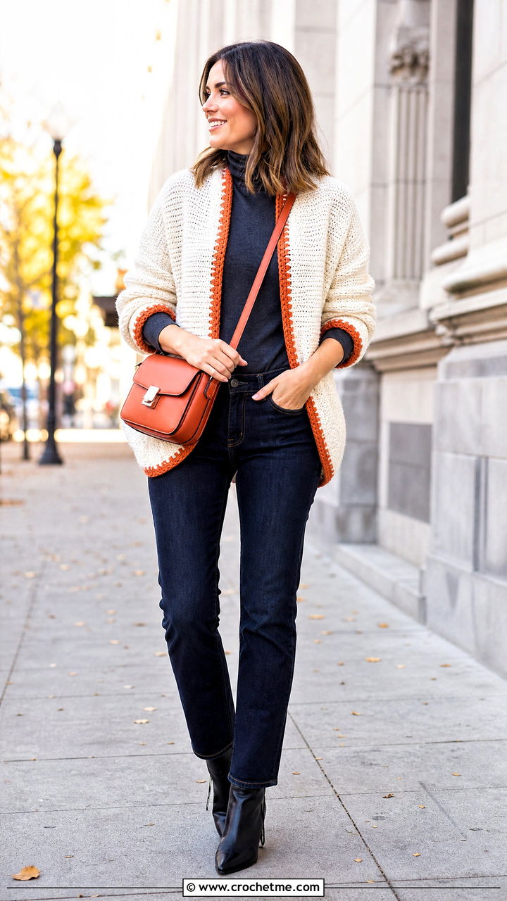 Cocoon White Crochet Cardigan With Skinny Jeans - 35 White Crochet Cardigan Outfit ideas