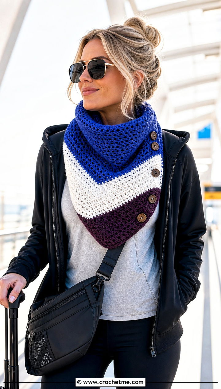 Color Block Button Cowl With Hoodie And Leggings - 25 crochet button cowl outfit ideas