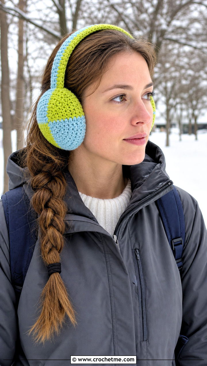 Color Block Crochet Earmuffs Headband With Parka - 25 Crochet Earmuffs Headband outfit ideas
