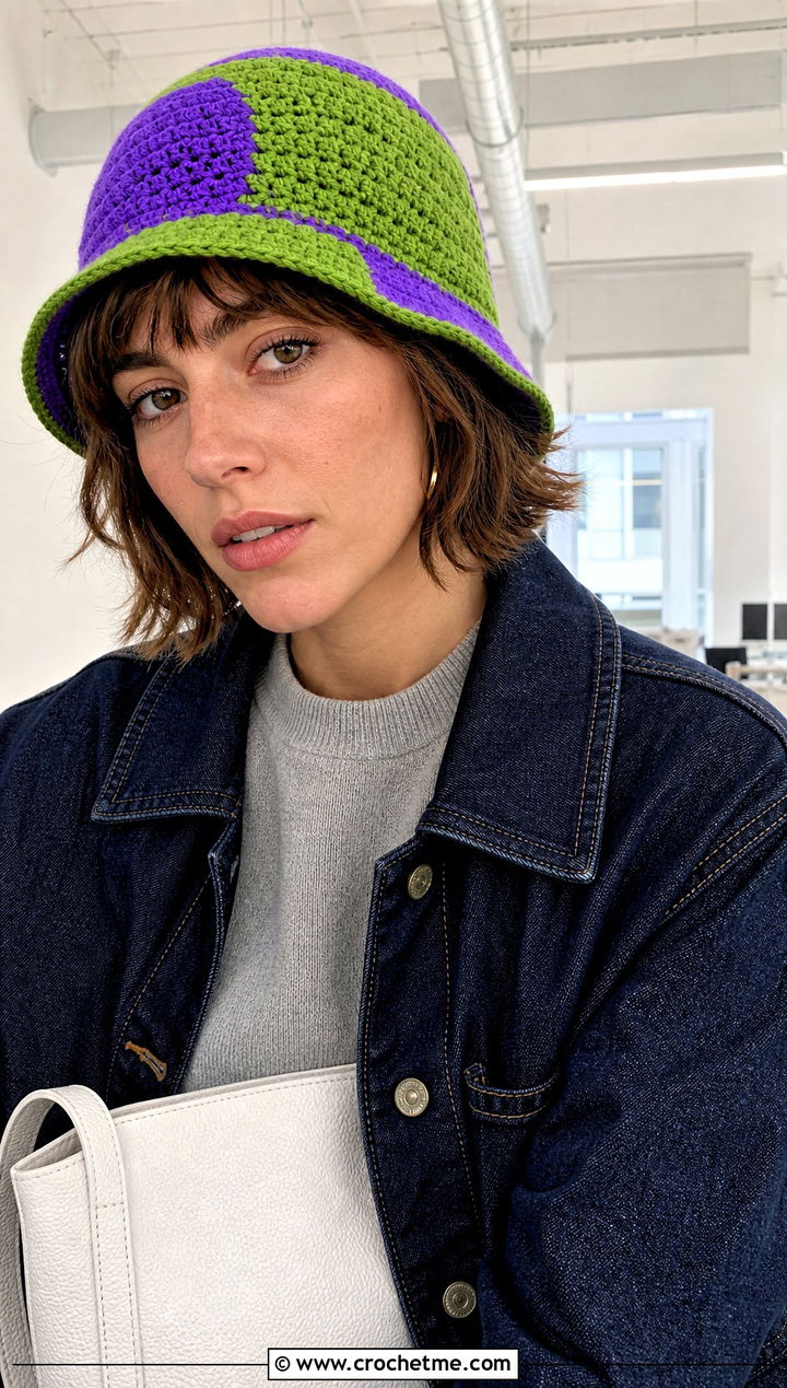 Color Block Crochet Flapper Hat With Colorful Basics - 30 crochet flapper hat outfit ideas