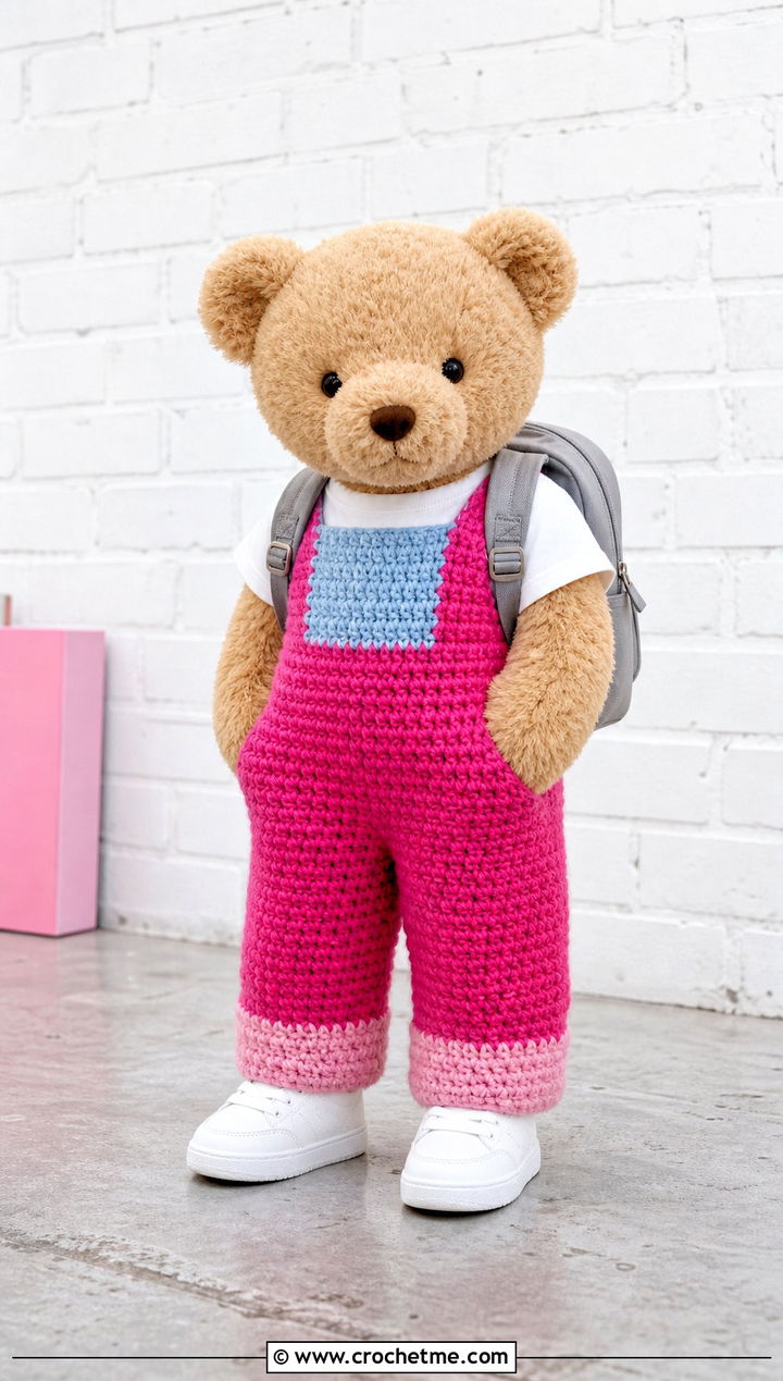 Color Block Crochet Jumpsuit With Trainers - 35 crochet jellycat clothes and outfit ideas