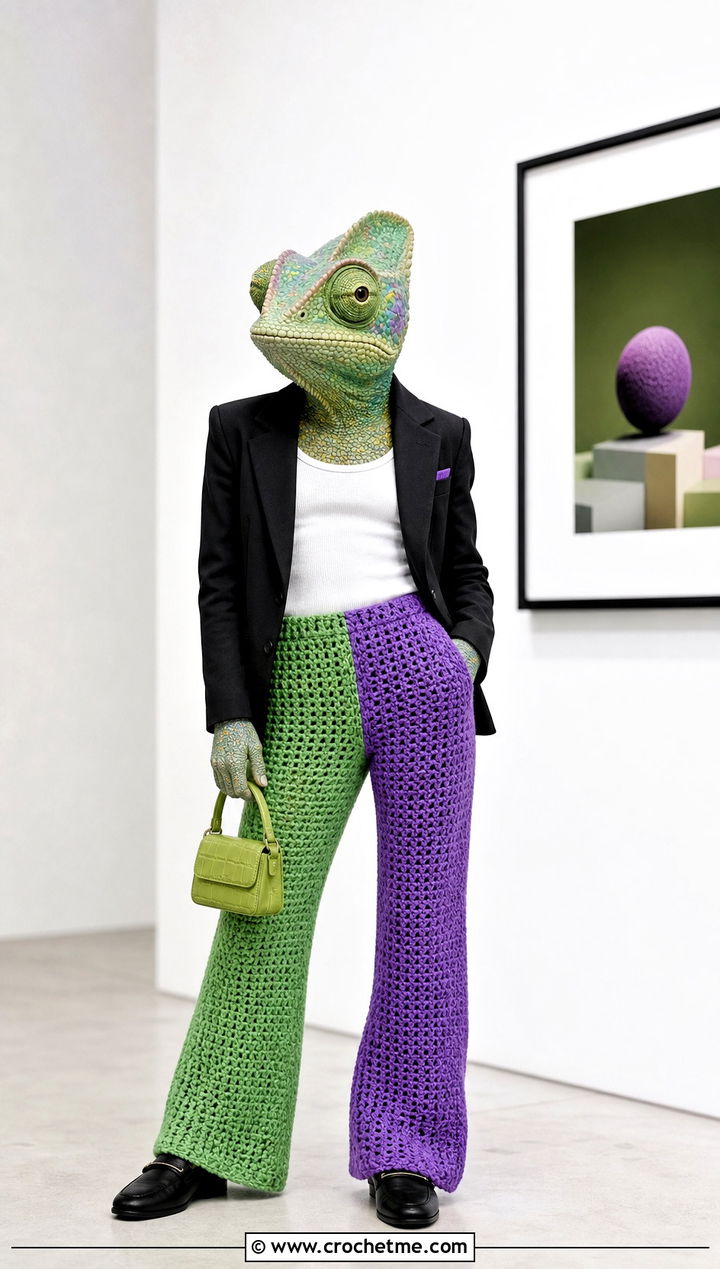 Color Block Crochet Sonny Angel Pants With Blazer - 20 Crochet Sonny Angel Pants outfit ideas