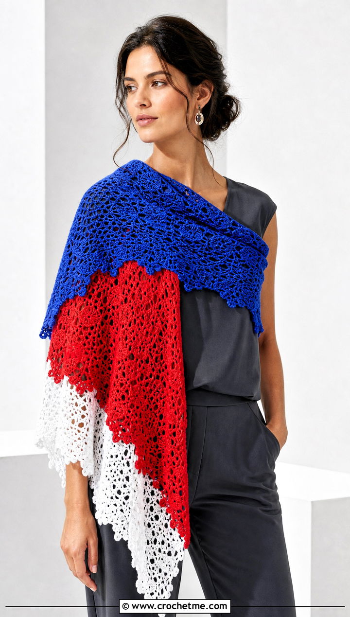 Color Block Lace Crochet Shawl With Monochrome Outfit - 25 Lace Crochet Shawl outfit ideas