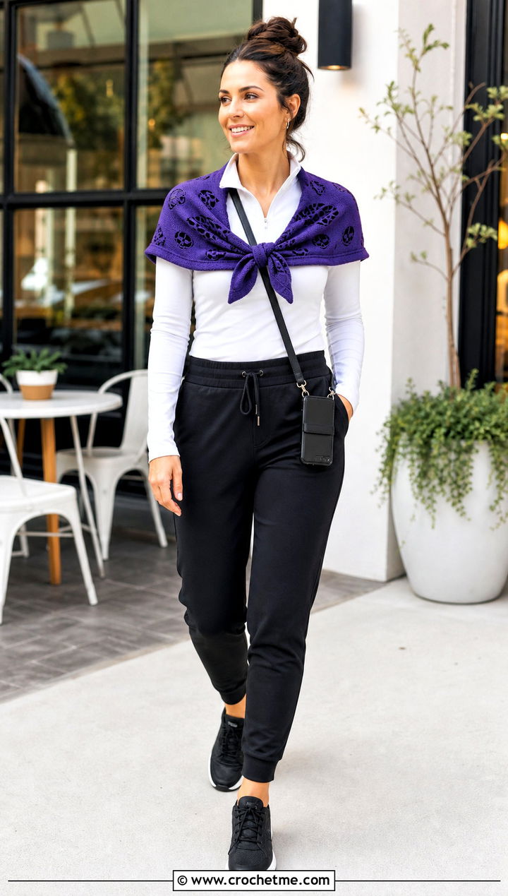 Compact Lost Souls Shawlette With Joggers - 35 crochet lost souls shawl outfit ideas