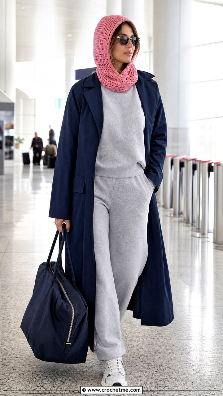 Convertible Crochet Balaclava With Airport Outfit - 35 crochet baclava hat outfit ideas