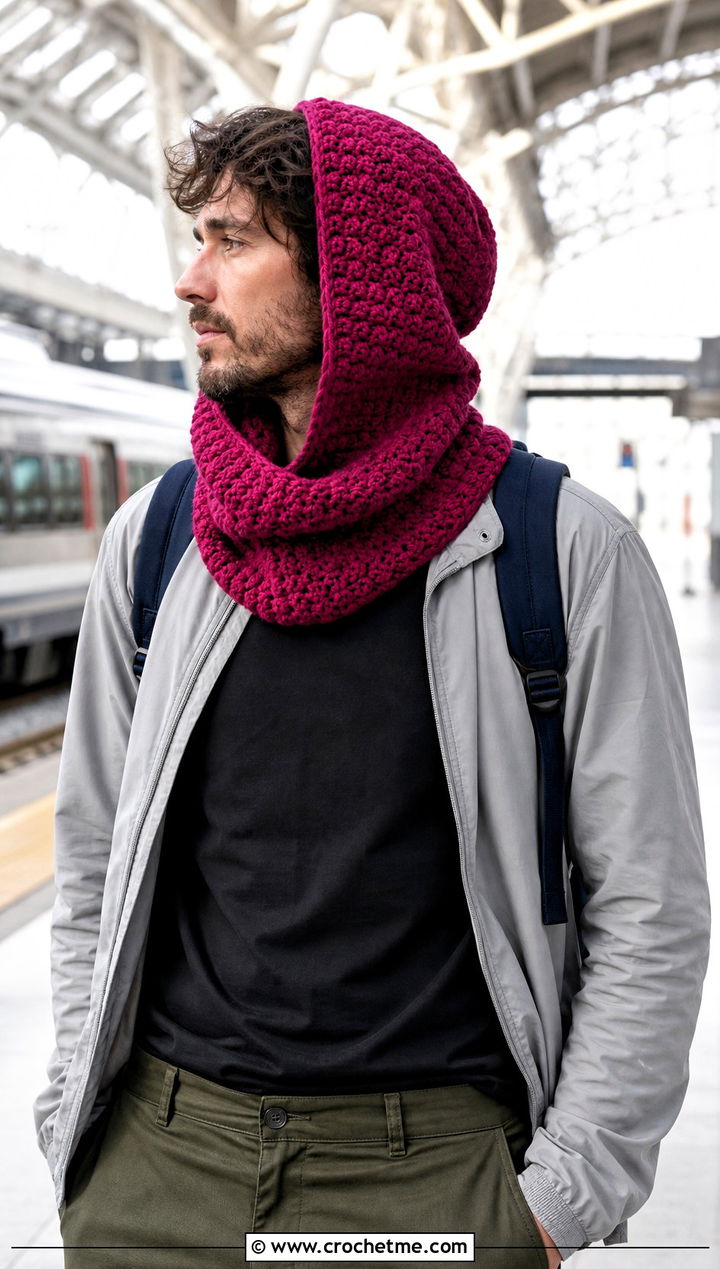 Convertible Crochet Balaclava With Travel Jacket - 30 crochet balaclava for men outfit ideas
