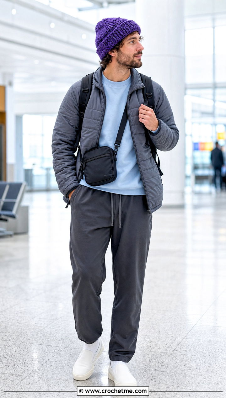 Convertible Crochet Beanie With Travel Outfit - 35 mens crochet beanie outfit ideas