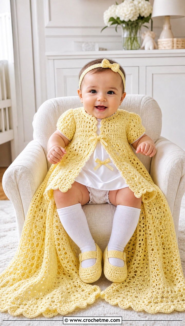 Convertible Crochet Blessing Gown With Detachable Skirt - 15 Crochet Blessing Dress outfit ideas