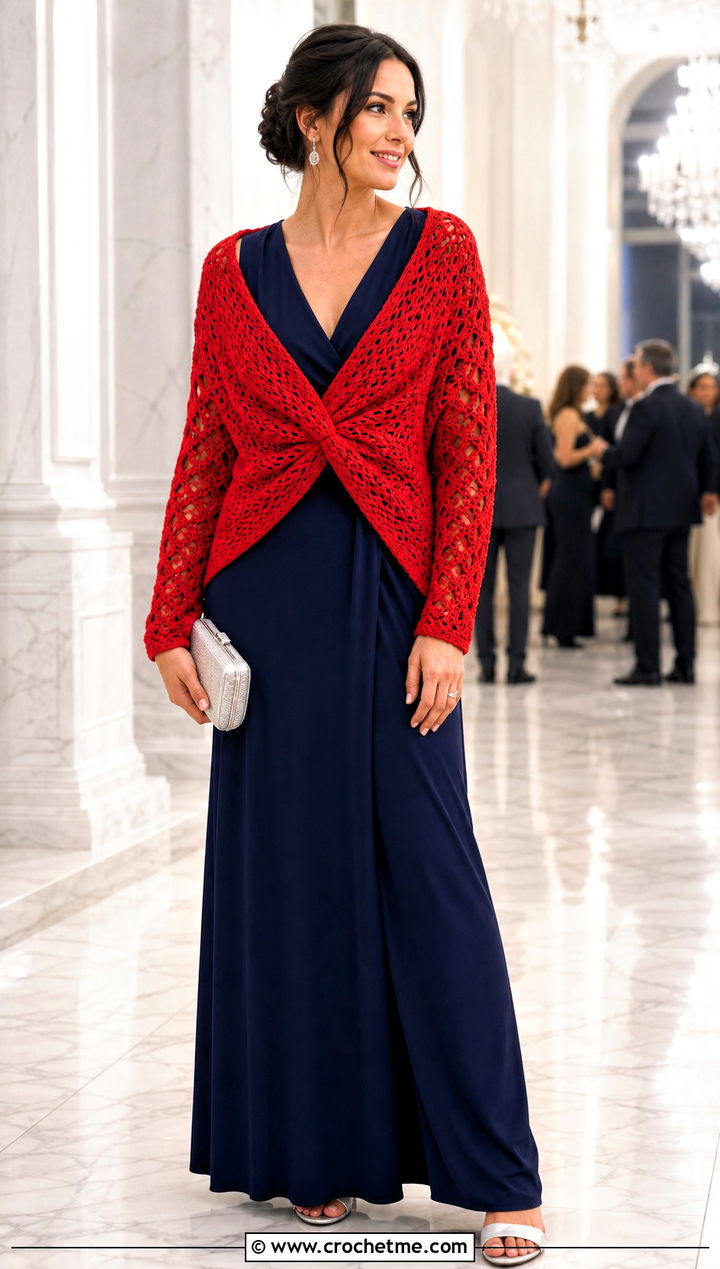 Convertible Crochet Shawl With Sleeves And Evening Gown - 35 crochet shawl with sleeves outfit ideas