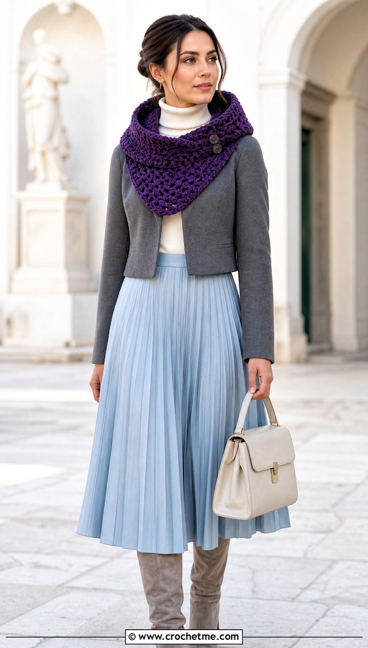 Convertible Katniss Crochet Hood With Pleated Skirt - 15 katniss crochet hat outfit ideas