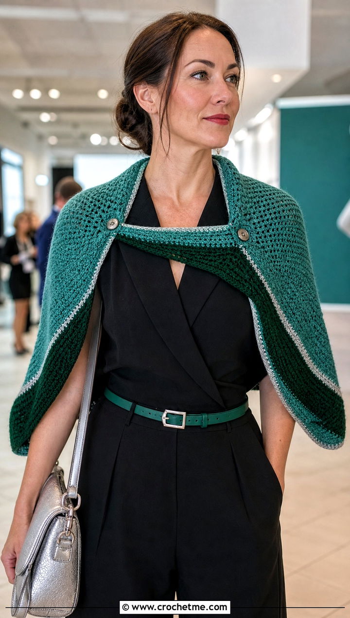 Convertible Shawl Slytherin Crochet Scarf With Jumpsuit - 30 slytherin crochet scarf outfit ideas
