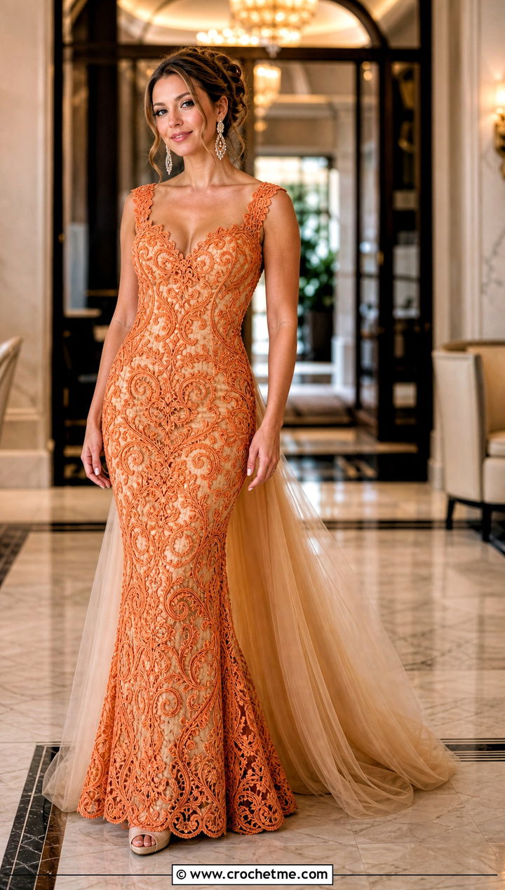 Corded Scrollwork Mermaid Wedding Dress - 20 irish lace crochet wedding dress outfit ideas