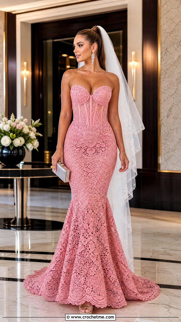 Corset Crochet Mermaid Wedding Dress - 35 crochet wedding dresses outfit ideas