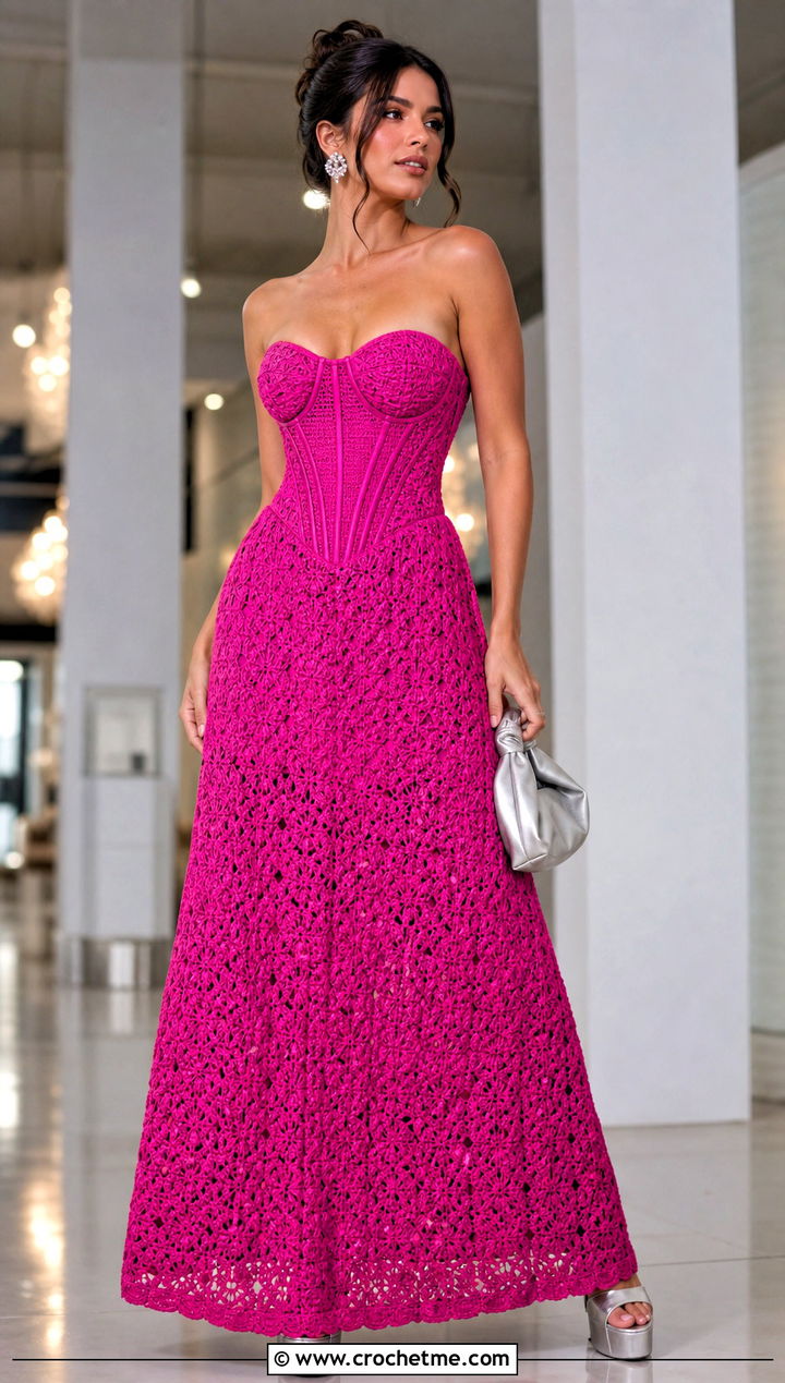 Corset Crochet Prom Dress With Platform Sandals - 25 Crochet Prom Dress outfit ideas