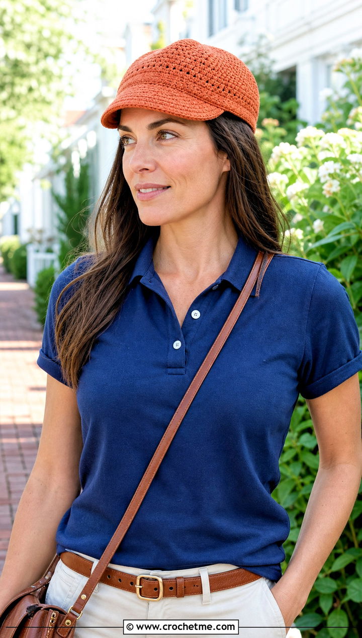 Cotton Crochet Driving Cap With Polo Shirt And Chinos - 25 crochet flat cap outfit ideas