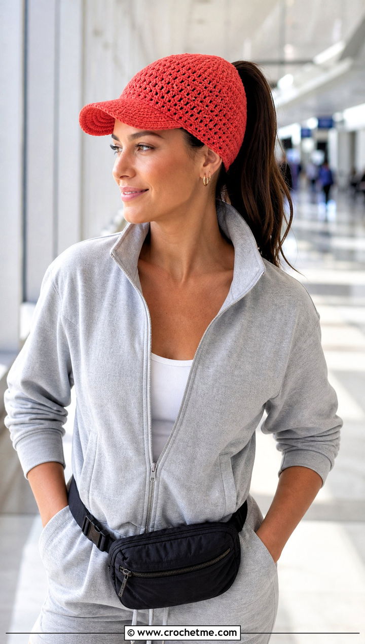 Cotton Ponytail Crochet Cap With Tracksuit - 30 ponytail crochet hat outfit ideas