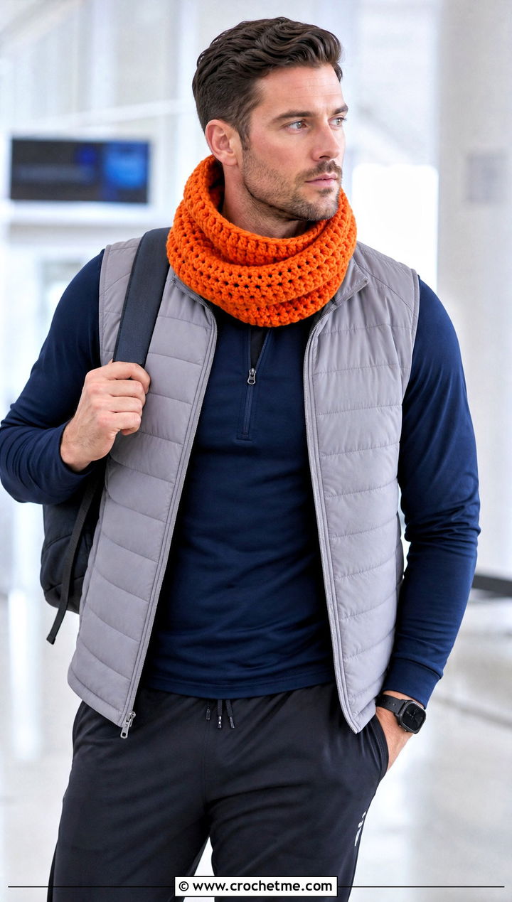 Cowl Crochet Scarf With Quarter Zip - 30 male crochet scarf outfit ideas