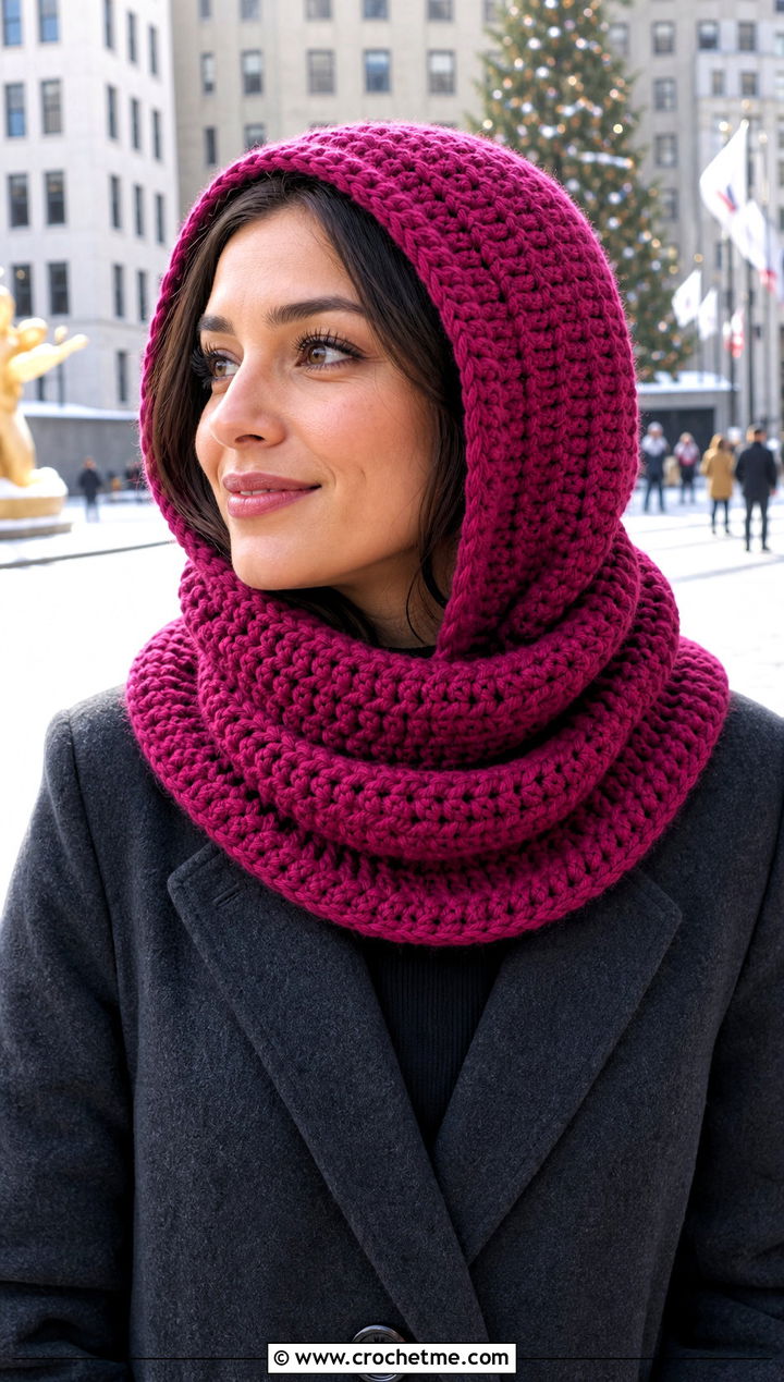 Cowl Neck Crochet Balaclava Beanie With Sweater Dress - 25 crochet balaclava beanie outfit ideas