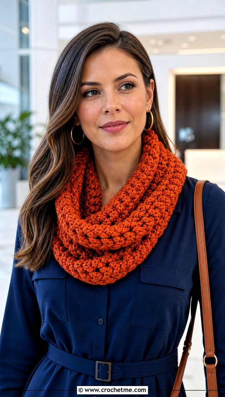 Cowl Velvet Crochet Scarf With Shirt Dress - 25 Velvet Crochet Scarf outfit ideas