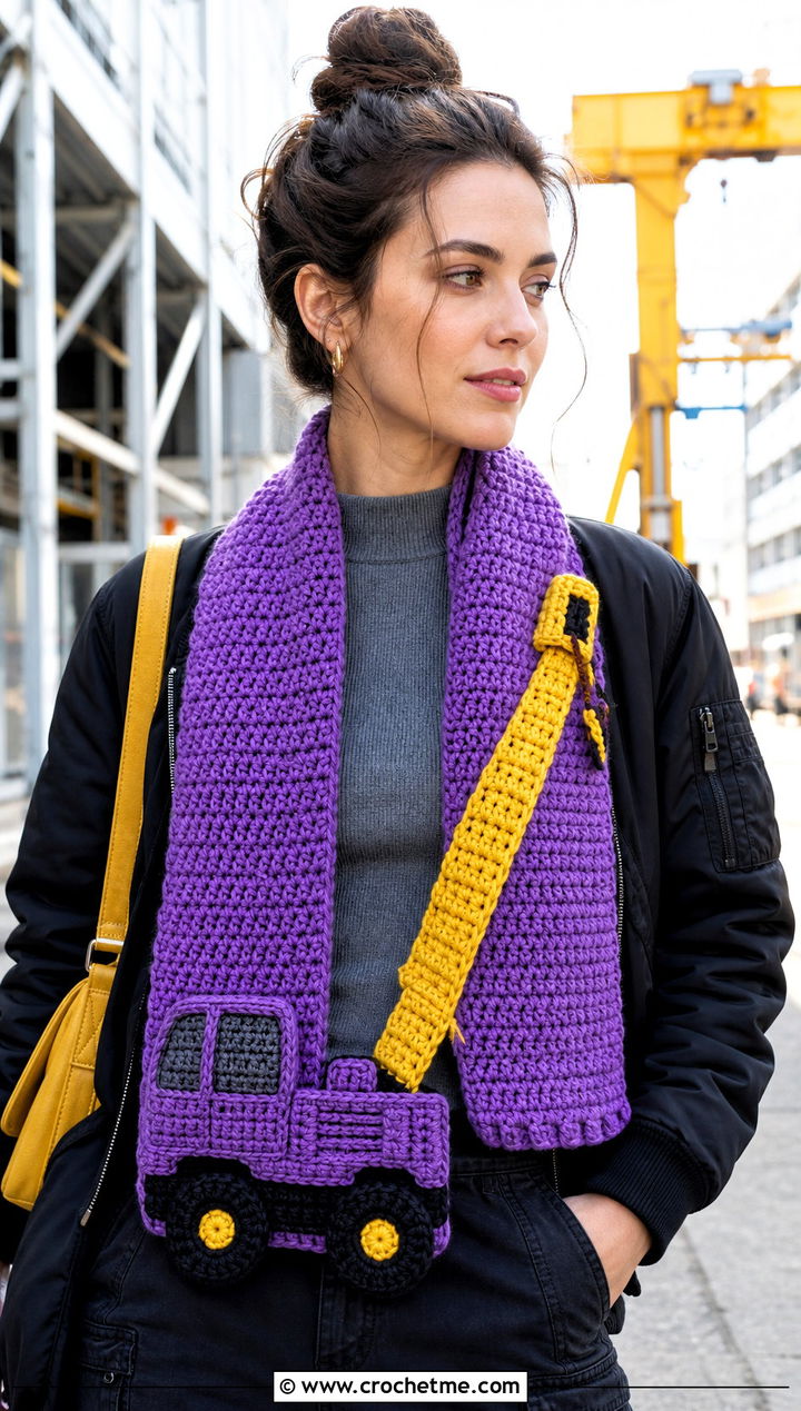 Crane Truck Crochet Scarf With Cargo Skirt - 20 Crochet Truck Scarf outfit ideas