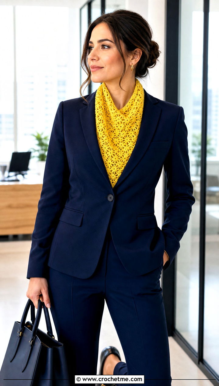 Crescent Star Stitch Crochet Shawl With Trouser Suit - 30 star crochet shawl outfit ideas