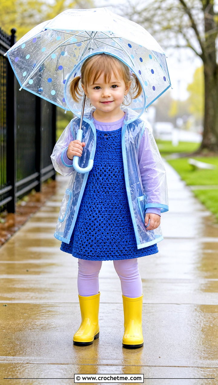 Crochet A Line Dress With Raincoat And Rain Boots - 15 5T Crochet Dress outfit ideas