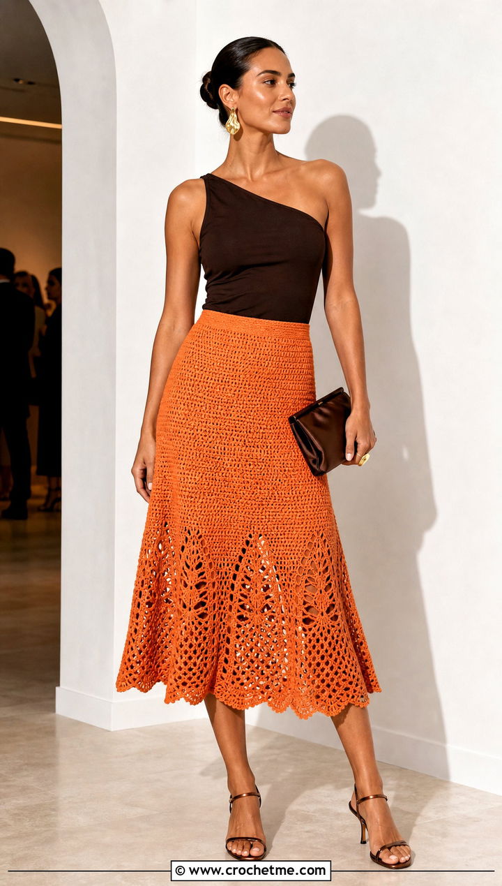 Crochet A Line Skirt And One Shoulder Top Wedding Guest Outfit - 25 crochet wedding guest outfit ideas
