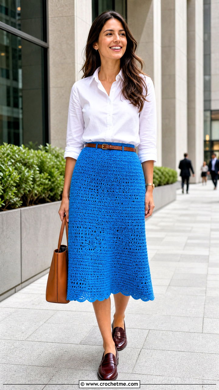 Crochet A Line Skirt With Button Down Shirt - 35 crochet projects clothes and outfit ideas