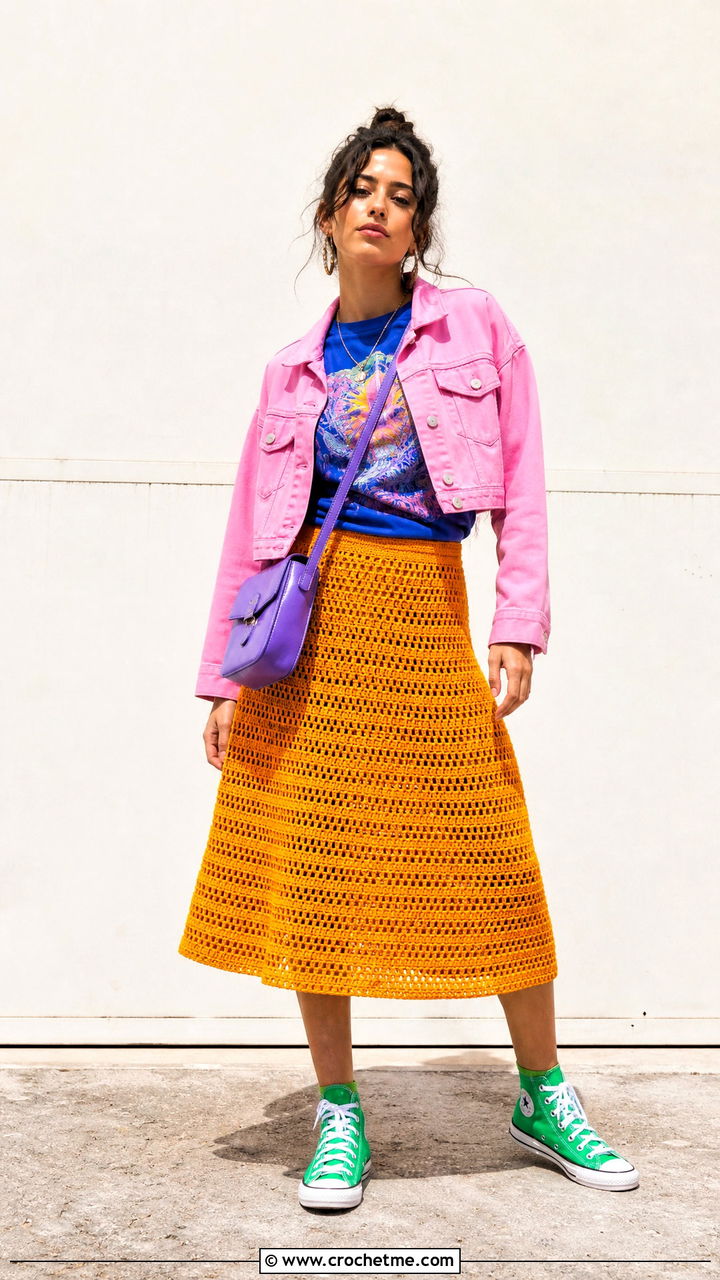 Crochet A Line Skirt With Graphic T Shirt - 35 crochet clothing and accessories ideas