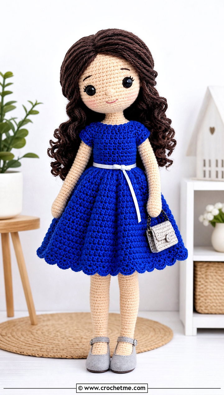 Crochet Amigurumi A Line Dress With Mary Jane Shoes - 25 Crochet Amigurumi Doll Clothes and outfit ideas