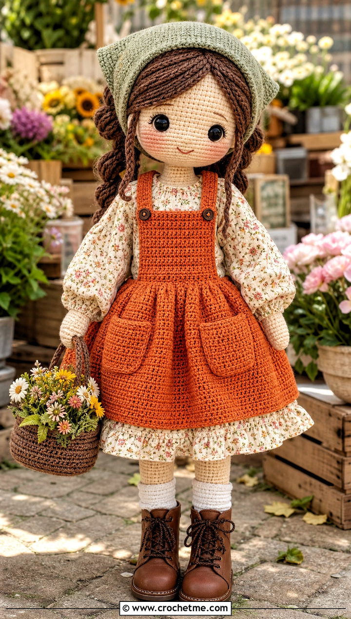 Crochet Amigurumi Apron Dress With Lace Up Boots - 25 Crochet Amigurumi Doll Clothes and outfit ideas