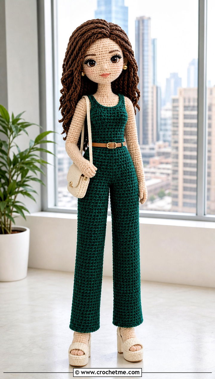 Crochet Amigurumi Belted Jumpsuit With Platform Shoes - 25 Crochet Amigurumi Doll Clothes and outfit ideas