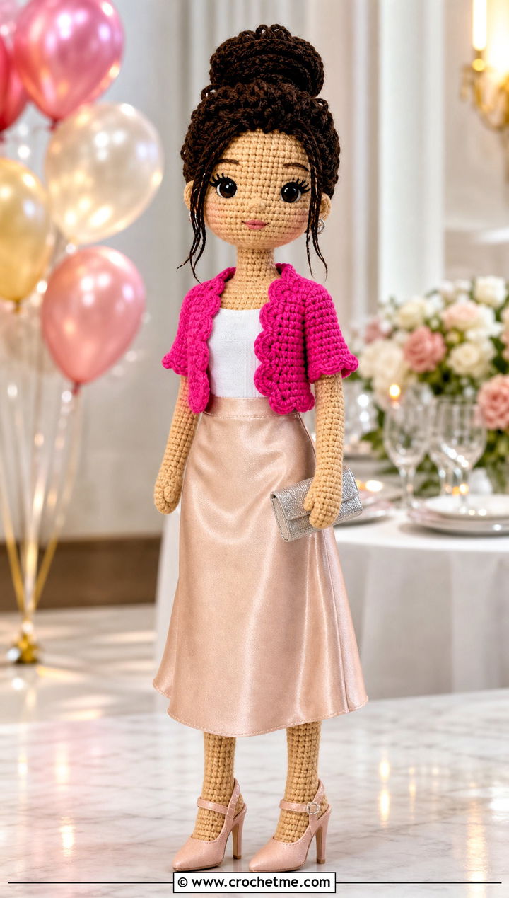 Crochet Amigurumi Bolero With Satin Skirt - 25 Crochet Amigurumi Doll Clothes and outfit ideas